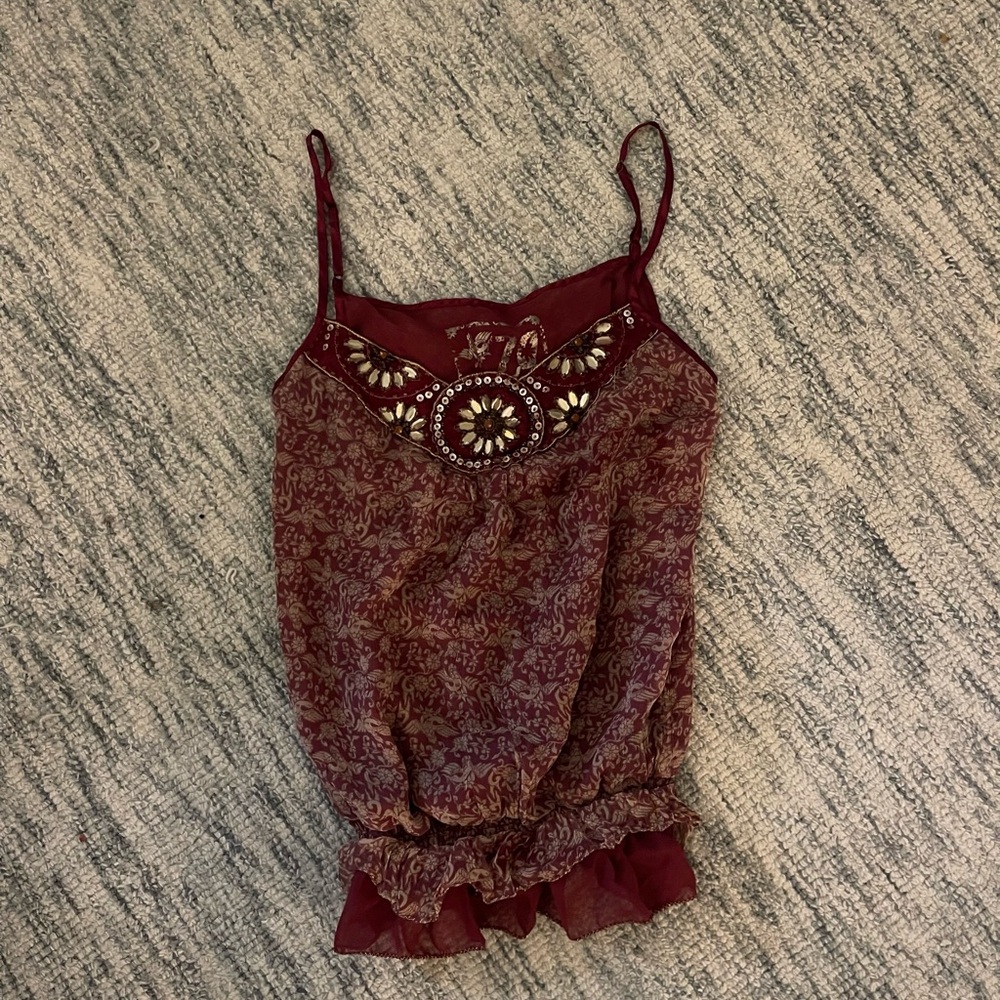 RED BEADED TANK TOP